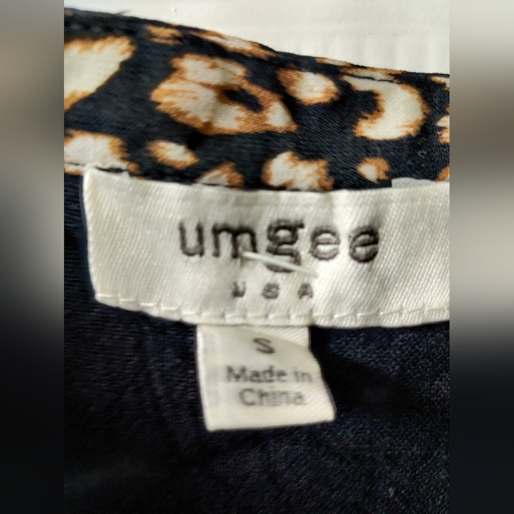 Black Tunic with Animal Print Trim - Picture 2 of 6